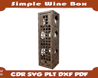 Laser cut vector plans,Wine box, Wood box,Gift box, Wine holder,Laser cut, Laser pattern,Digital files for laser cut, simple