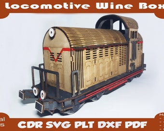 Laser cut vector plans, Wine box, wine box svg,  Wine and Champagne holder, wine laser file, bottle box, Digital files, Train, Locomotives