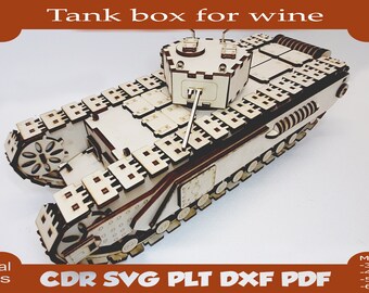 laser cut wine box tank, laser cut wine box, wine box svg,  beverage containers, wine laser file, tank box, Tank Digital files holder, Tank
