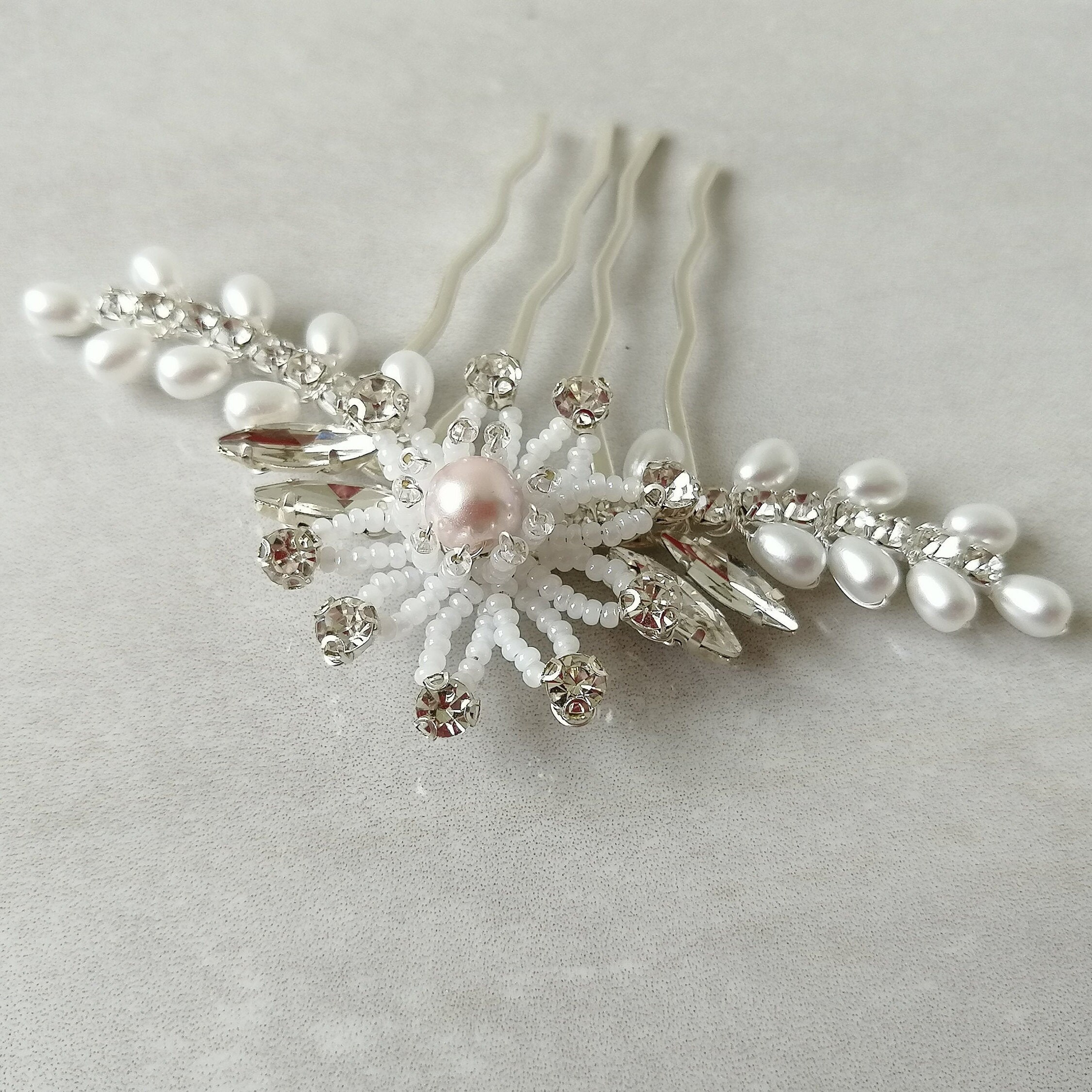 Wedding Beaded Hair Accessories Jewelry Pearl Hair Comb Etsy