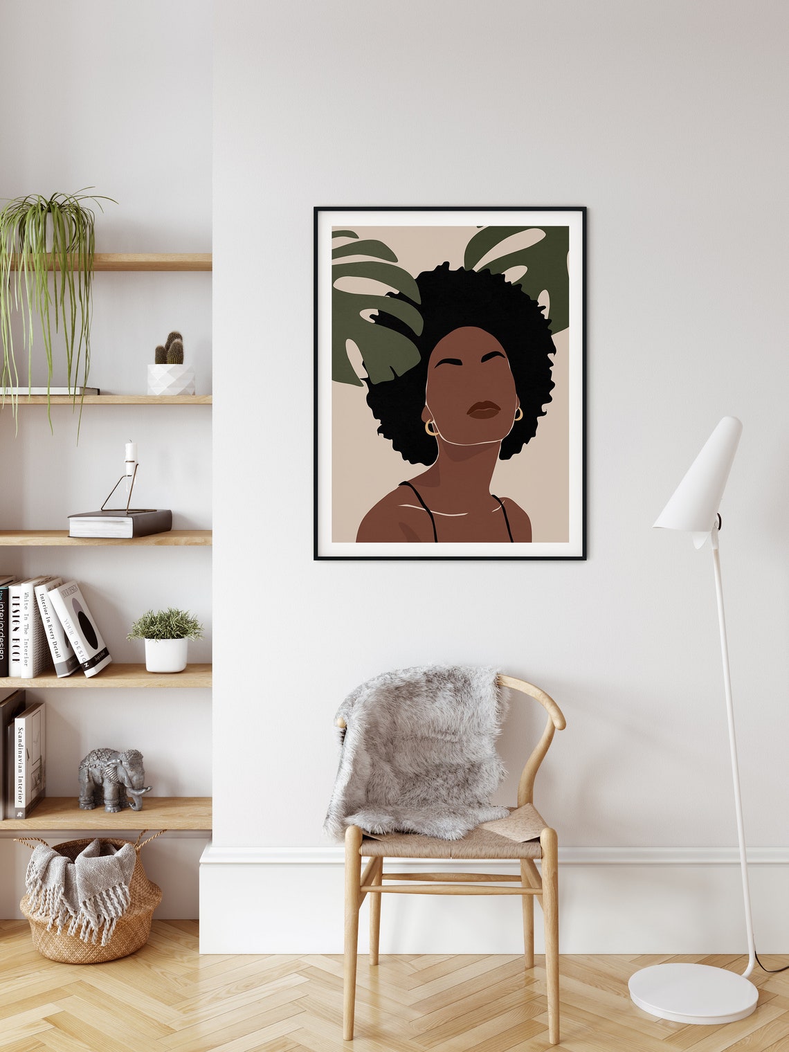 Minimalist African American Art Black Woman with mountains | Etsy