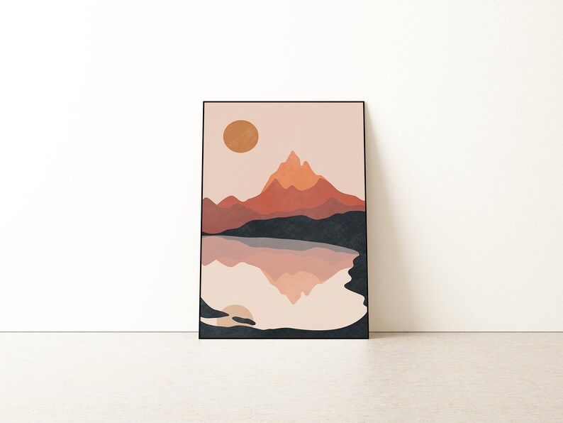 Abstract Mountain Wall Art Midcentury Modern Art Mountain Etsy