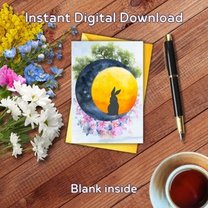 Ostara Equinox Card, Printable, Happy Easter, Watercolor, 5x7 Greeting Card, Friends, Co-workers,