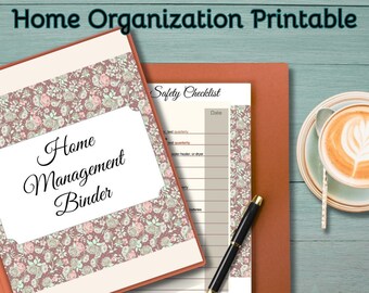 Simple Home Management Binder - Household Manager Organizing Printable Digital Download Information Emergency Planner, instant