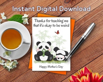 Carte de fête des mères, carte de voeux en téléchargement numérique imprimable, amie, fille, merci tante, soeur, maman, chat
