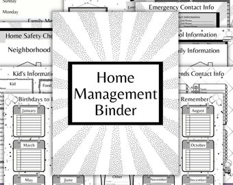 Family Home Management Binder - Household Manager Organizing Printable Digital Download Information Emergency Planner, instant