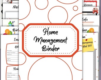 Family Home Management Binder - Household Manager Organizing Printable Digital Download Information Emergency Planner, instant