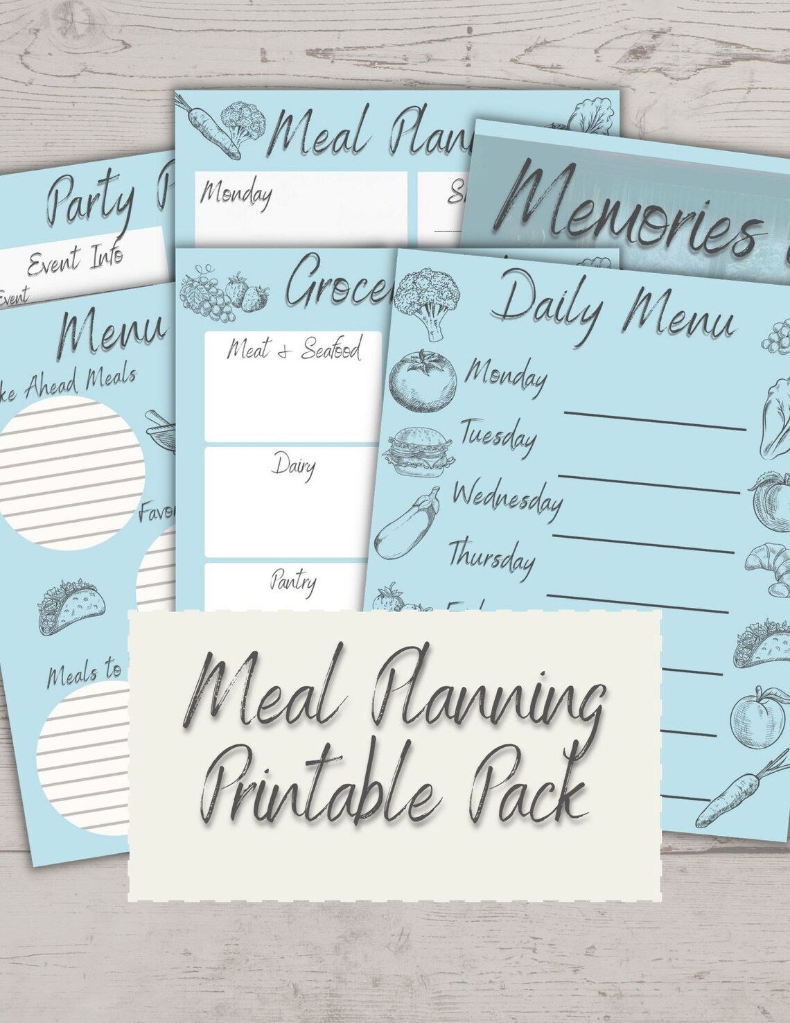 Meal Planning Printable Pack Digital Download Label Printable Meal Menu ...
