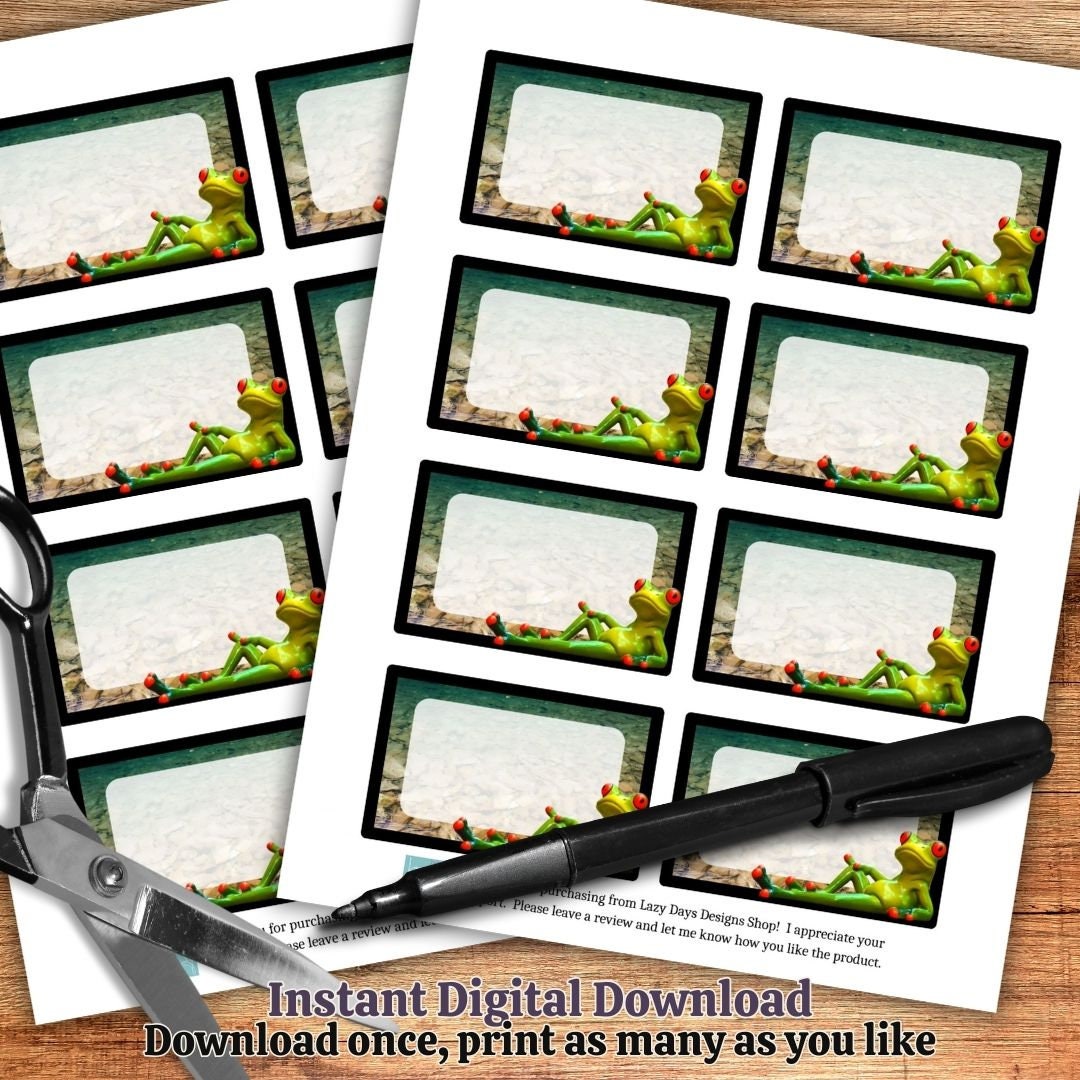 Cute Frog Container Labels. Printable Blank Organization Labels for ...