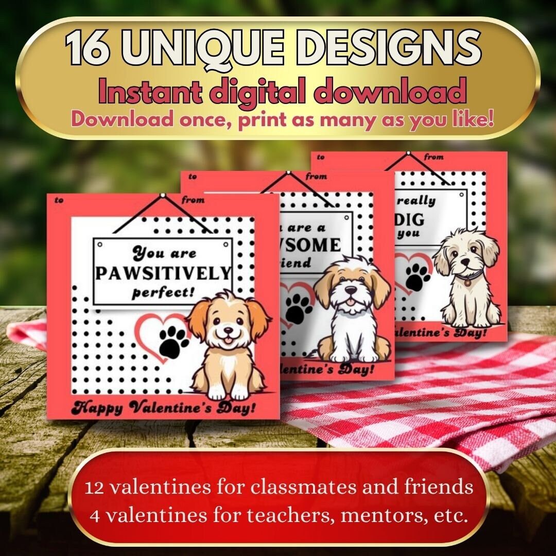 Valentines for Kids - Classroom, Teacher, Instant Digital Printable ...