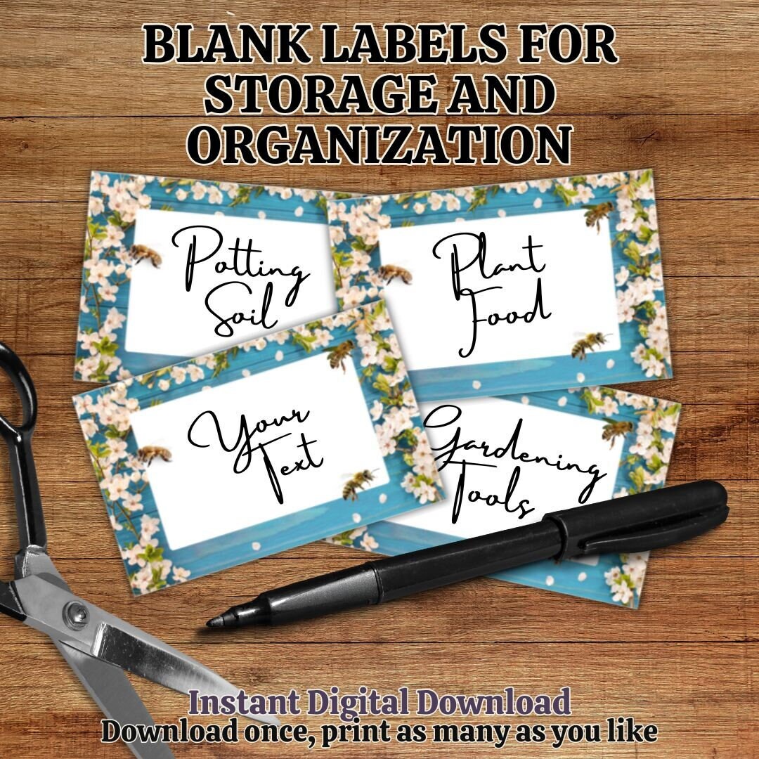 Honey Bee Printable Labels, Blank Organization Stickers (digital ...