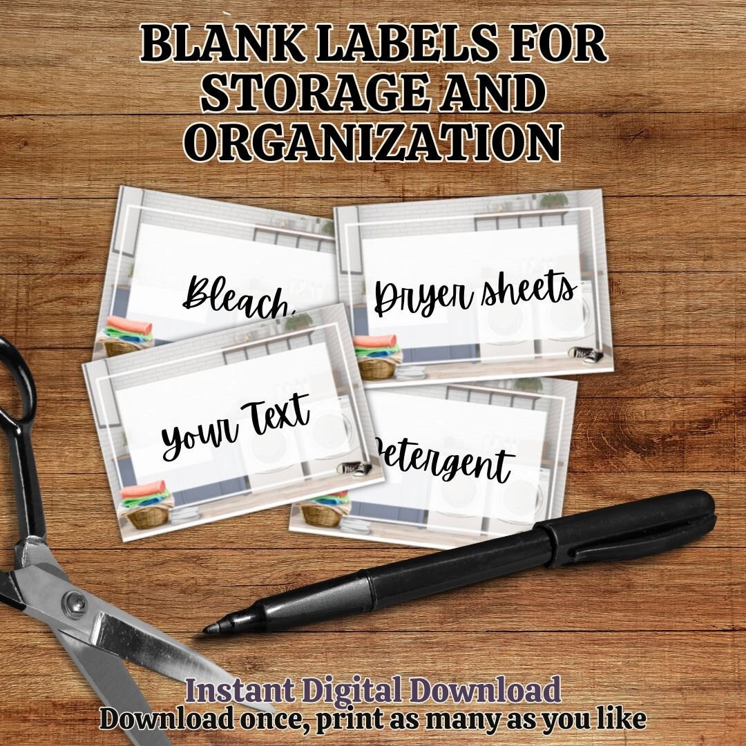Printable Blank Laundry Labels, Storage Organization (digital Download ...