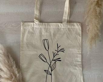Jute bag with flowers made of Oeko-Tex