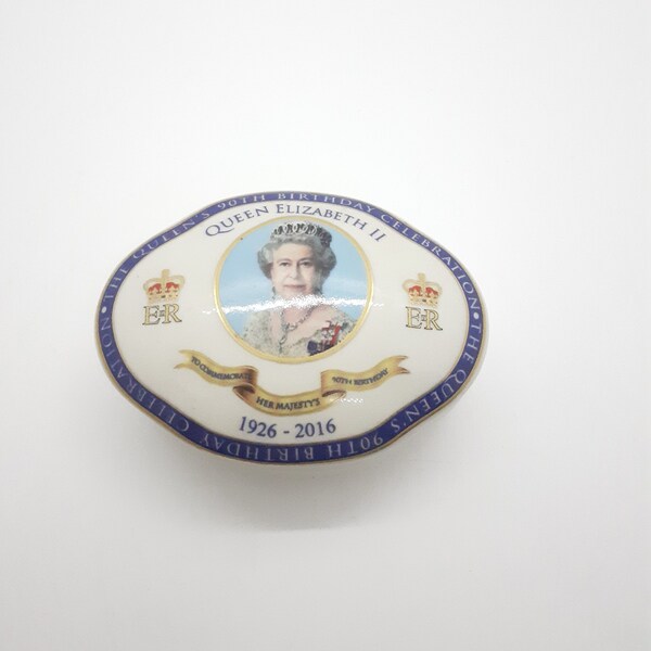 Queen Elizabeth II 90Th Birthday Celebration Ceramic Trinket Box Gift Collectable Royal