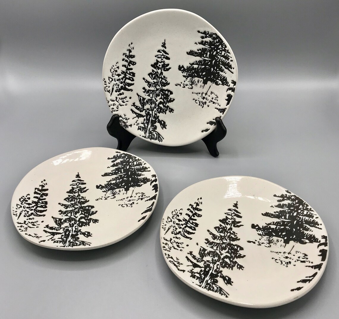 Hearth & Home Magnolia Rustic Stoneware Pine Trees 3 Appetizer Etsy