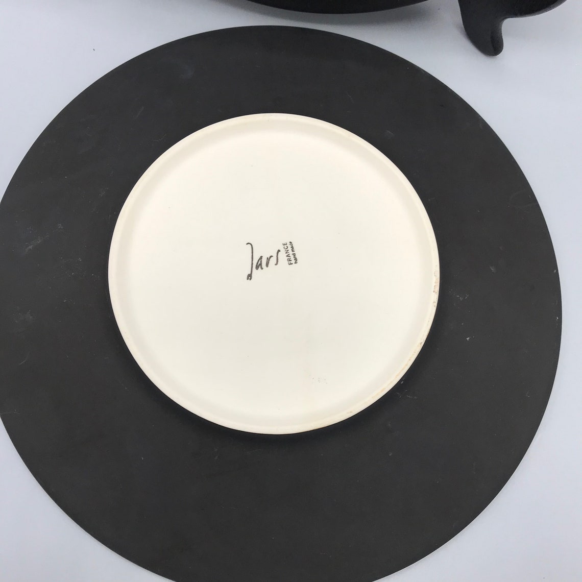 2 Vintage Dinner Plates JarsFrance Celeste Black Speckled Etsy