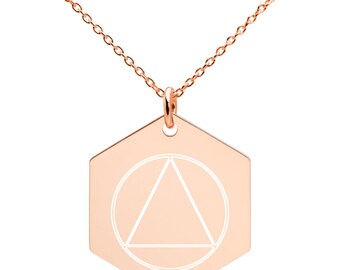 Engraved Alcoholics Anonymous AA Hexagon Necklace