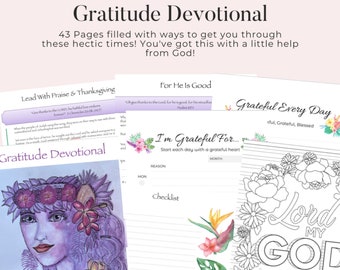 Gratitude Devotional: 8-Week Daily Writing, Coloring Pages (Digital Download)