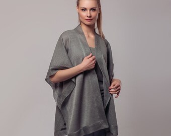 Anna pure linen poncho. Knit Linen Summer Shawl, evening shrug, organic linen, linen knitwear