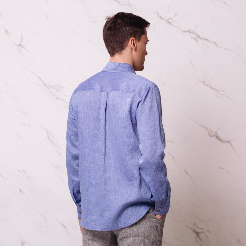 Organic linen shirt men long sleeve Nelson. image 2