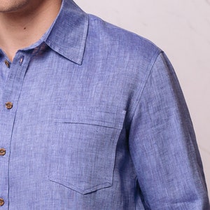 Organic linen shirt men long sleeve Nelson. image 3