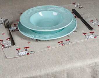 Christmas print linen placemats