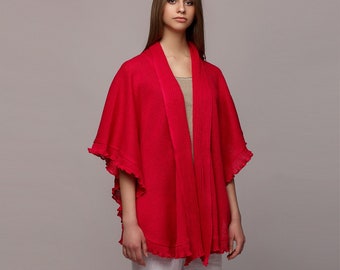 Madlen pure linen poncho. Knit Linen Summer Shawl, evening shrug, organic linen, linen knitwear