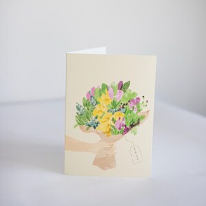 Carte de voeux vierge dessinée à la main - Conception minimale de bouquet floral