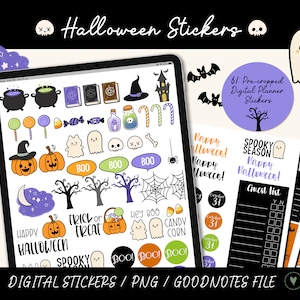 Halloween Goodnotes Stickers/Digital Stickers/ Halloween Digital Planner Stickers/ iPad Planner/ Goodnotes Planner