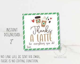 Etichetta "Grazie per un caffè" stampabile/ Etichetta di ringraziamento per gli insegnanti/ Etichetta "Grazie per tutto quello che fai"