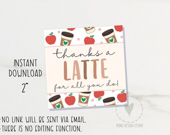 Etichetta "Grazie per un caffè" / Etichetta di ringraziamento per gli insegnanti / Etichetta per biscotti stampabile / Download immediato