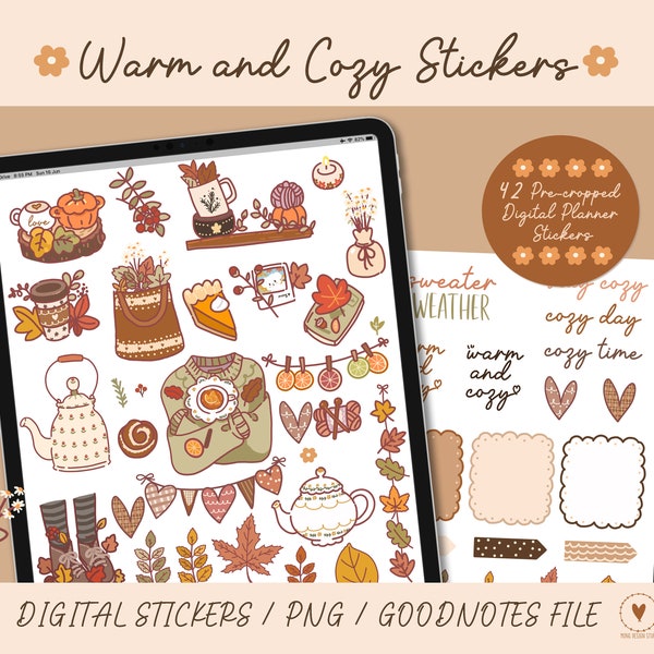 Warme en gezellige Goodnotes Stickers / Digitale Stickers / Digitale Planner Stickers / iPad Planner / Goodnotes Planner