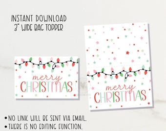 Christmas Cookie Treat Bag Topper/ Merry Christmas Printable Treat Bag Toppers/ Winter Tags/  instant download