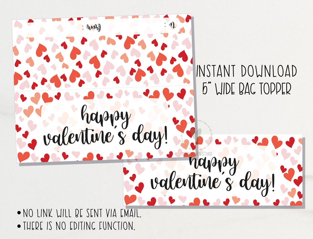 Valentine Bag Topper/ Printable Treat Bag Toppers/ Instant Download - Etsy