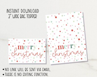 Christmas Cookie Treat Bag Topper/ Merry Christmas Printable Treat Bag Toppers/ Winter Tags/  instant download