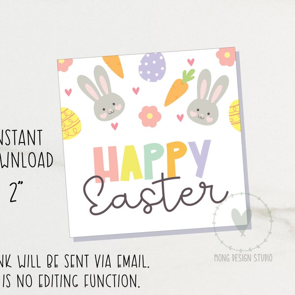 happy Easter cookie tag/ happy Easter SQUARE TAG/ printable tag/ instant download