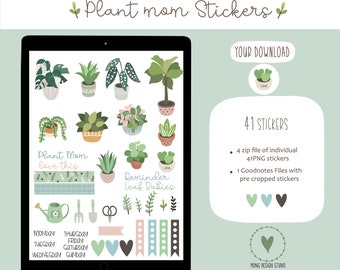 Plant Mom Digital Planner Sticker- GoodNotes Sticker, iPad Digital Sticker, Journal Stickers, Cropped PNG files, GoodNotes files