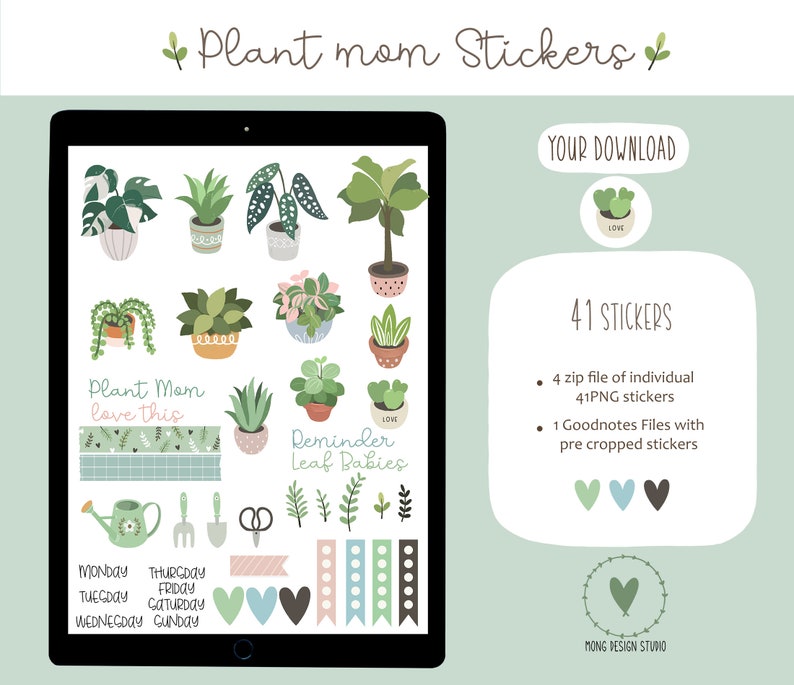 Plant Mom Digital Planner Sticker Goodnotes Sticker Ipad - Etsy