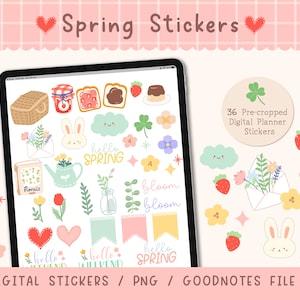 Spring Digital Planner Sticker- GoodNotes Sticker, iPad Digital Sticker, Journal Stickers, Cropped PNG files, GoodNotes files