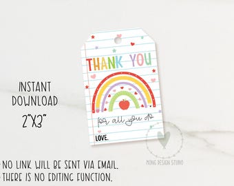 Etichetta di apprezzamento per l'insegnante/Etichetta regalo di ringraziamento per l'insegnante/Etichetta per biscotti stampabile/download immediato
