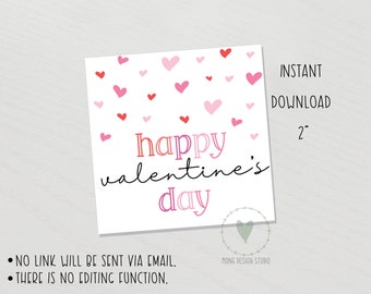 Valentine's Day cookie tag/ Happy Valentine's Day tag / printable tag/ instant download