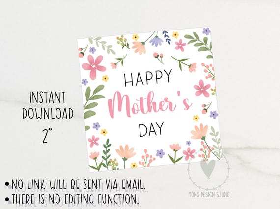 Happy Mother's Day Tags/ Gift for her Floral Cookie Tag/ Mothers Day Gift Tags