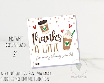 Etichetta "Grazie per un caffè" / Etichetta di ringraziamento per gli insegnanti / Etichetta per biscotti stampabile / Download immediato