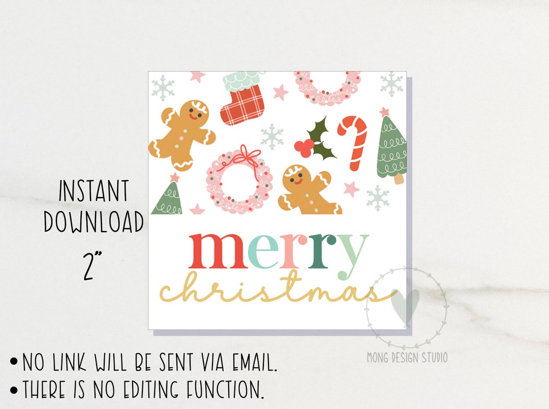 Merry Christmas Printable Cookie Tag/ Christmas Gift Tag/ Printable ...
