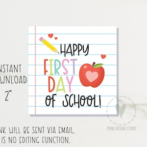 happy first day of school Tag, back to school tag, printable cookie tag, instant download