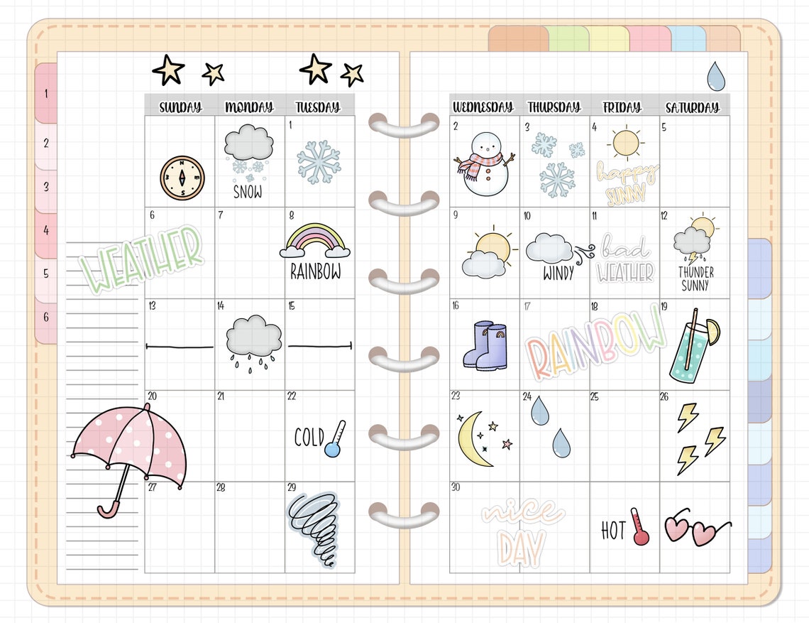 Weather Digital Stickers Goodnotes Stickers Precropped Etsy