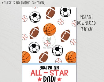 you're an all-star dad cookie card/ father's day card/ printable/ instant download