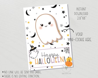 Happy Halloween 3.5"x 5" mini cookie card/ Halloween Gift mini cookie card/ printable cookie tag/ instant download