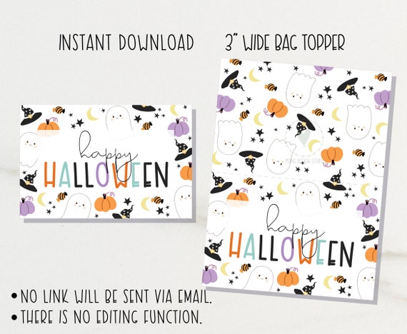 Happy Halloween Treat Bag Toppers/ cookie Treat Bag Toppers/  Printable/ instant download