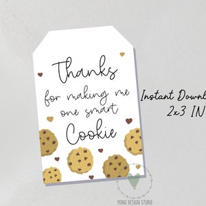 one smart cookie - Teacher appreciation printable tags/ printable cookie tag/ instant download